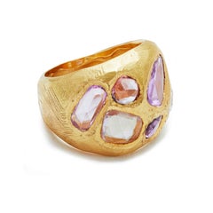 18 Karat Gold Pink Sapphire Cocktail Ring with 3.16 Carat