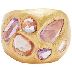18 Karat Gold Pink Sapphire Cocktail Ring with 3.16 Carat