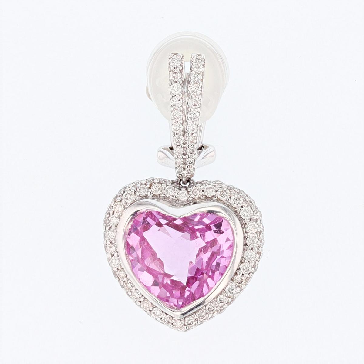 pink sapphire heart earrings