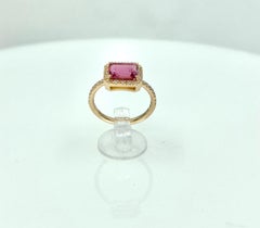 18 Karat Gold Pink Tourmaline and Diamonds Italian Ring