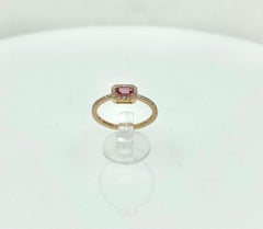 18 Karat Gold Pink Tourmaline and Diamonds Italian Ring