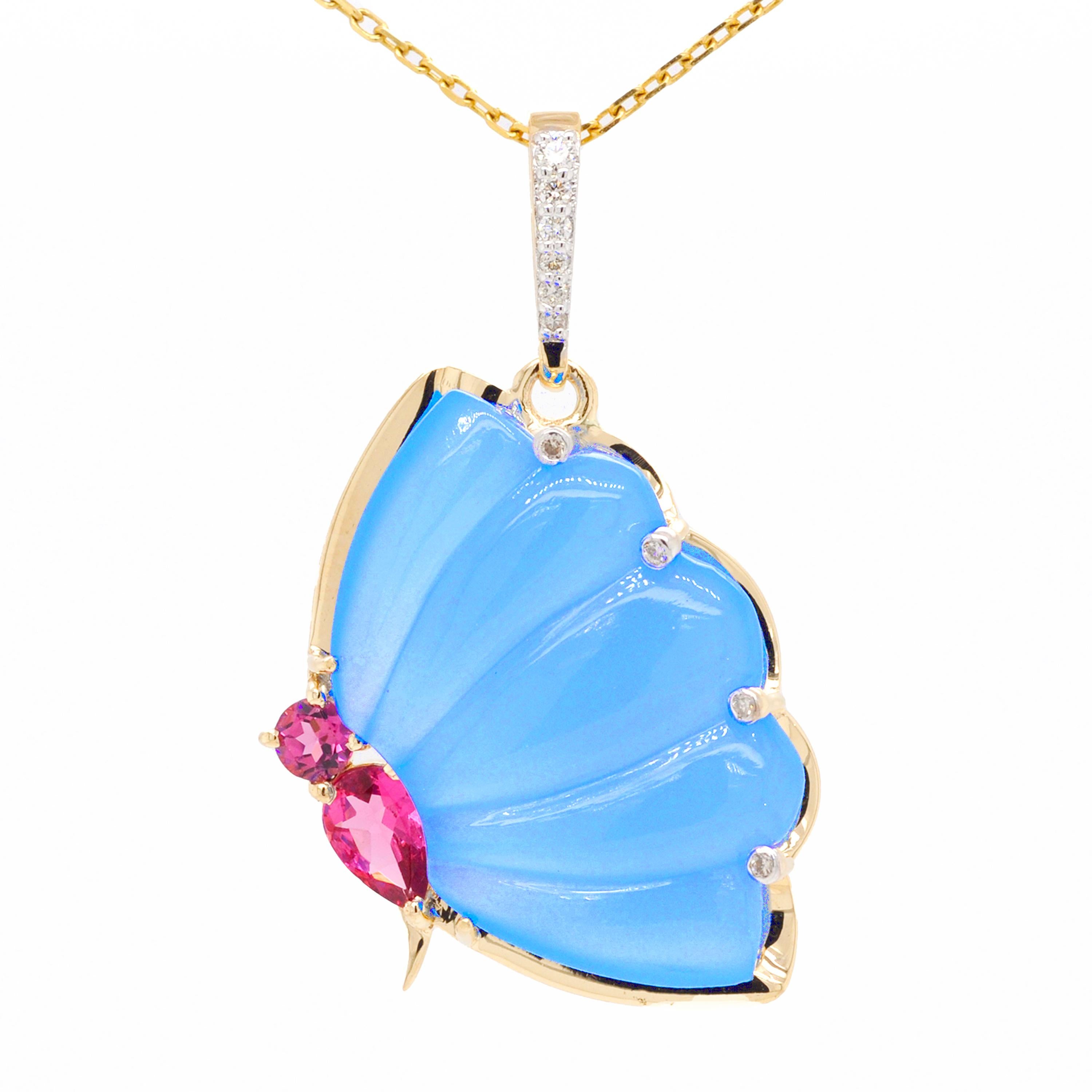 blue butterfly diamond necklace