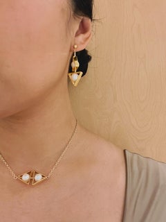 18 Karat vergoldetes Silber - Doppelte dreieckige Perlenohrringe