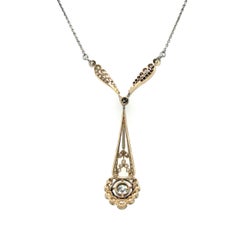 18 Karat Gold Platinum Diamond Belle Epoque/Edwardian Necklace