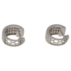 18 Karat Gold Princess Cut Hoop Earrings
