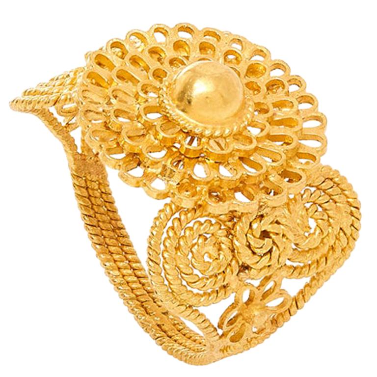 18 Karat Gold PSTM Myanmar Zar Flower Ring For Sale