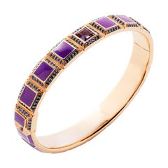 18 Karat Gold Purple Enamel Carousel Bracelet