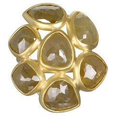 18 Karat Gold Raw Diamond Daisy Ring