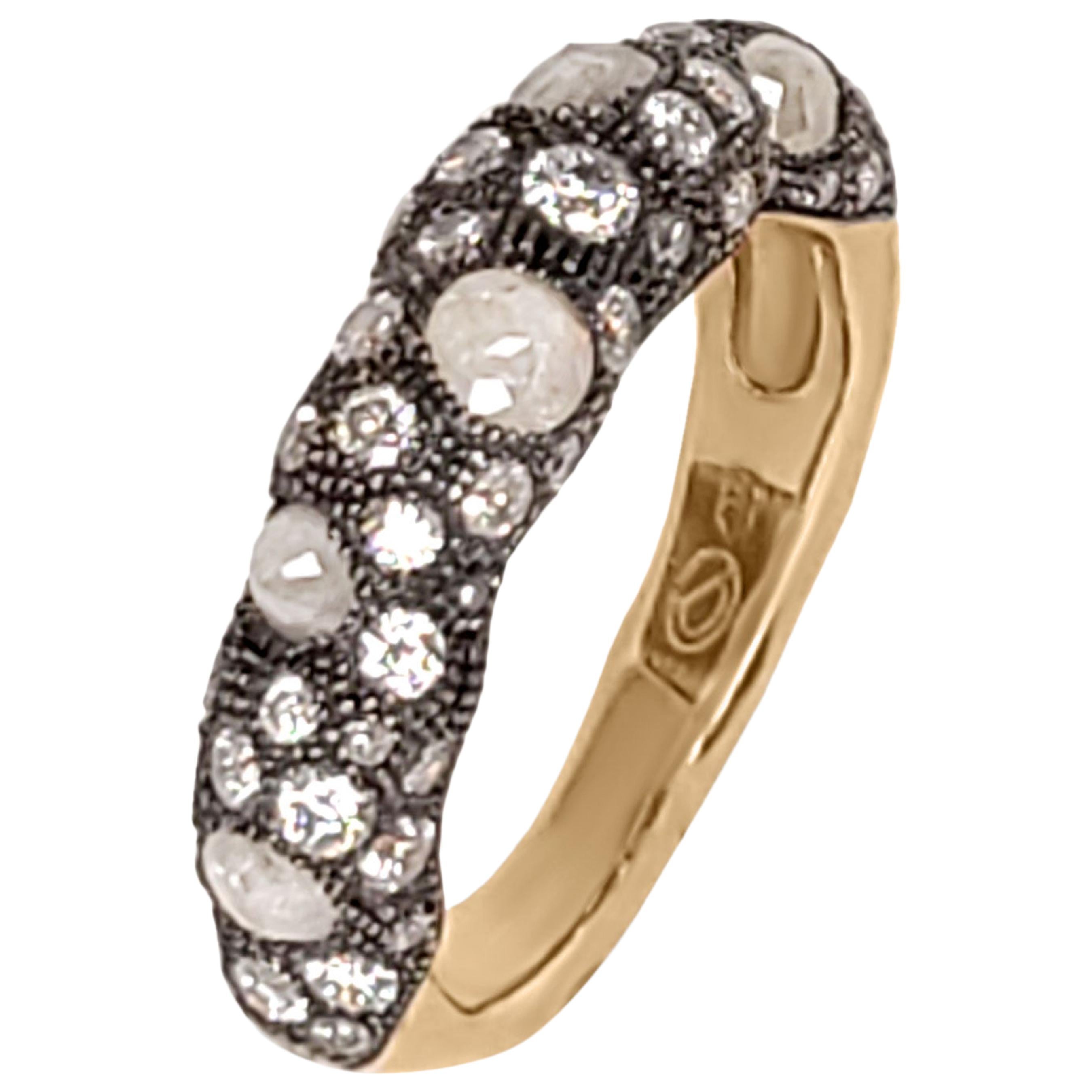 18 Karat Gold Raw Diamond Ring For Sale