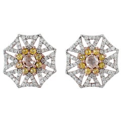 Rosecut Diamond 14 Karat Gold Stud Earrings