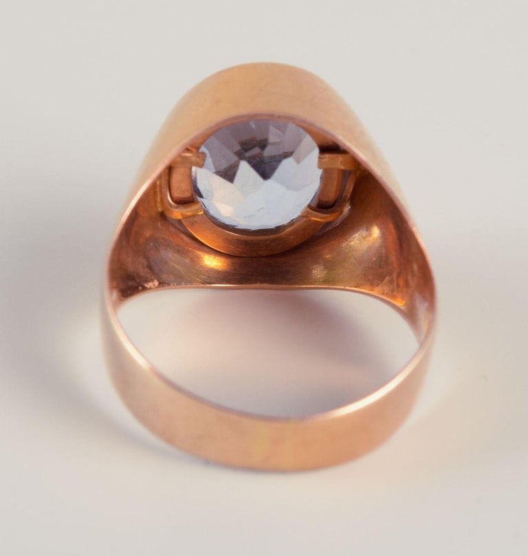Bague En Or 18 Carats Avec Pierres Semi-précieuses Bleu Clair - Taille 5,5 - État Parfait (occasion)