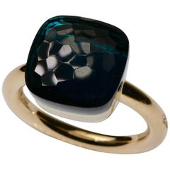 18 Karat Gold Ring Pomellato "Nudo Maxi" London Blue Topaz