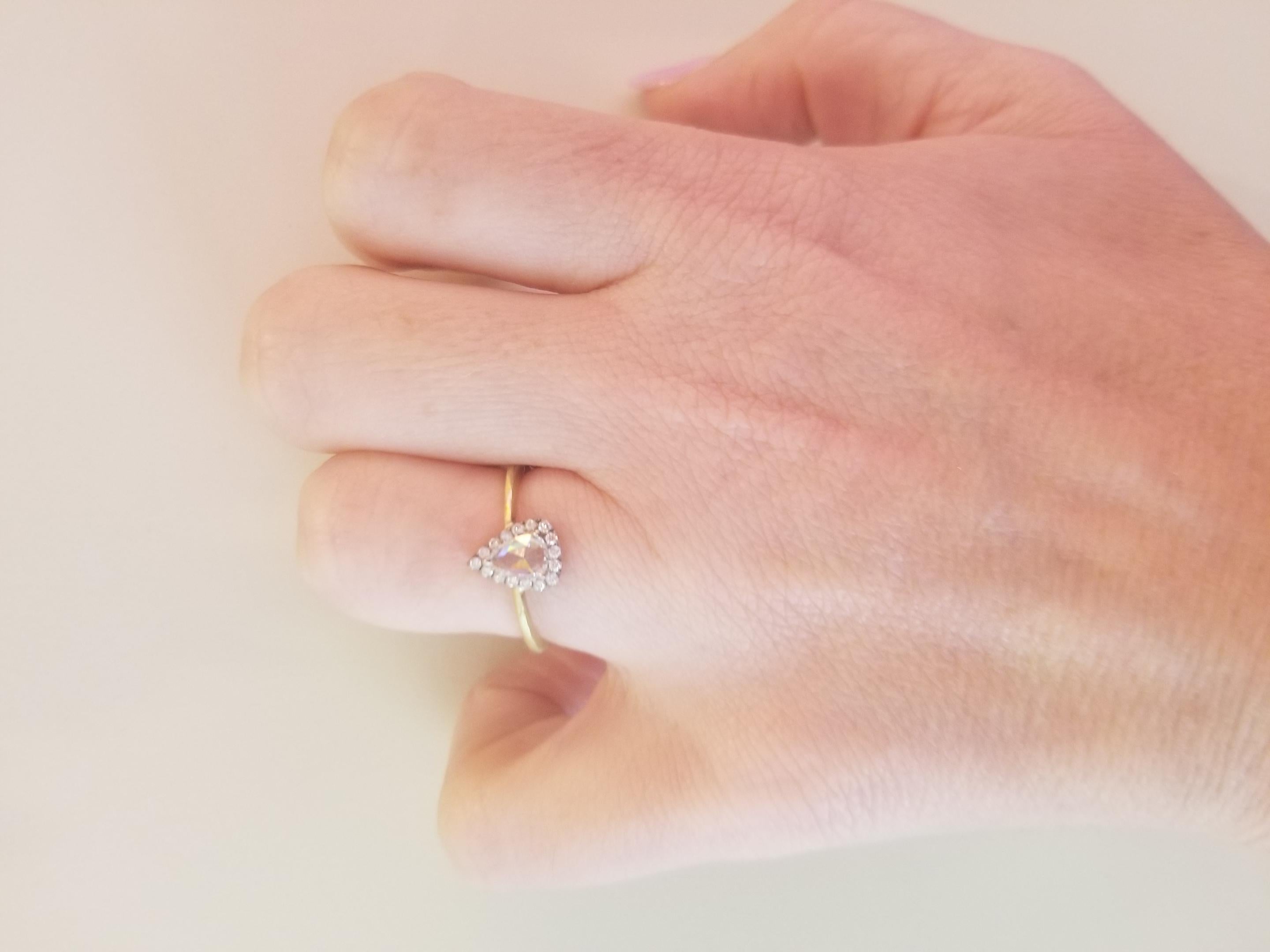 Artisan 18 Karat Gold Ring with .48 Carat Pear Diamond For Sale