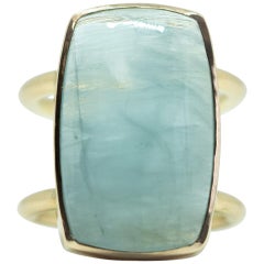 18 Karat Gold Ring with an 18.87 Carat Aquamarine Cabochon by Marion Jeantet