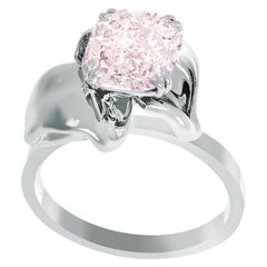 Bague en or 18 carats avec diamant certifié GIA de couleur rose brunâtre fantaisie