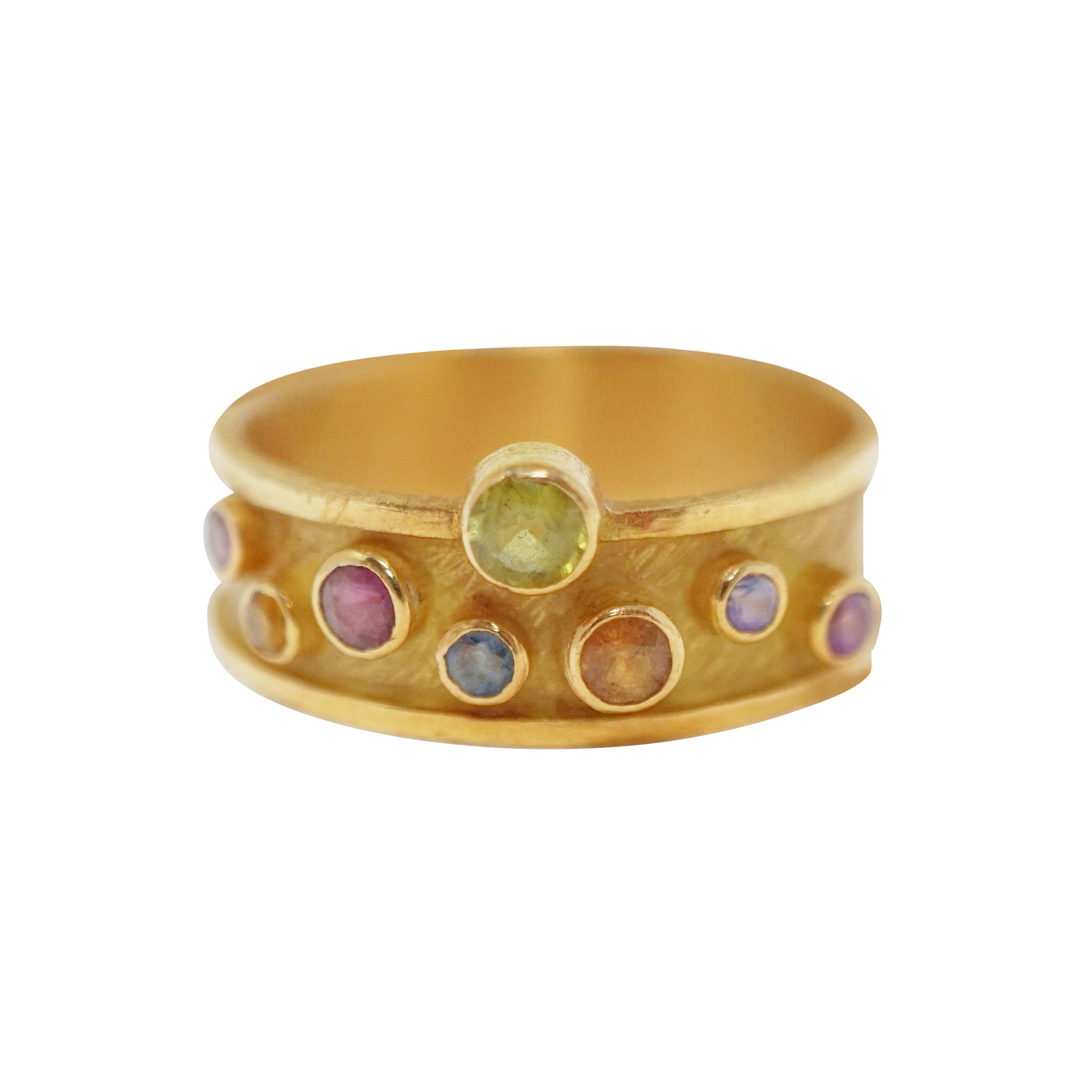 18 Karat Gold Ring with Multicolored Sapphires by Barbara Heinrich