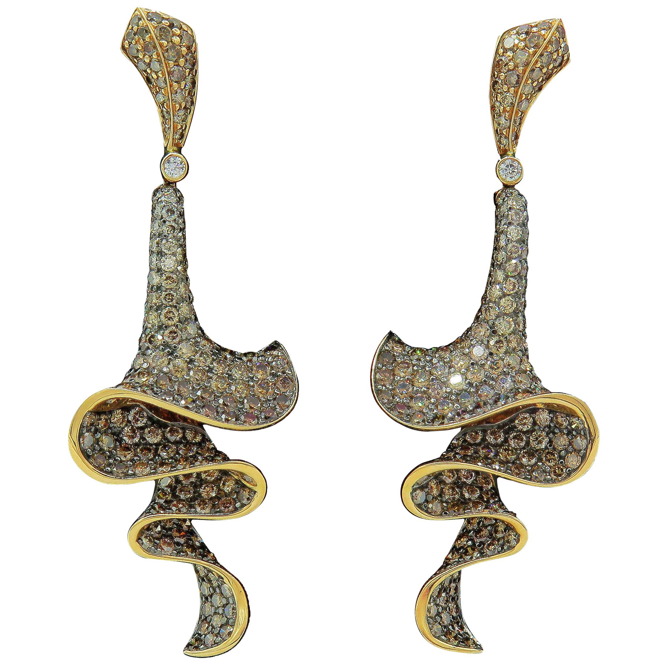 18 Karat Gold Rodney Rayner Diamond "Truffle" Collection Earrings