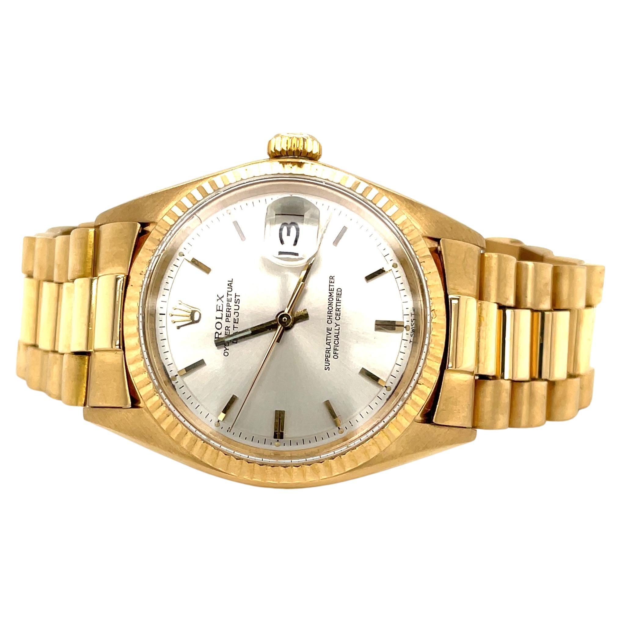 18 Karat Gold Rolex President 1601 Herrenarmbanduhr mit Armband im Zustand „Gut“ im Angebot in Mount Kisco, NY