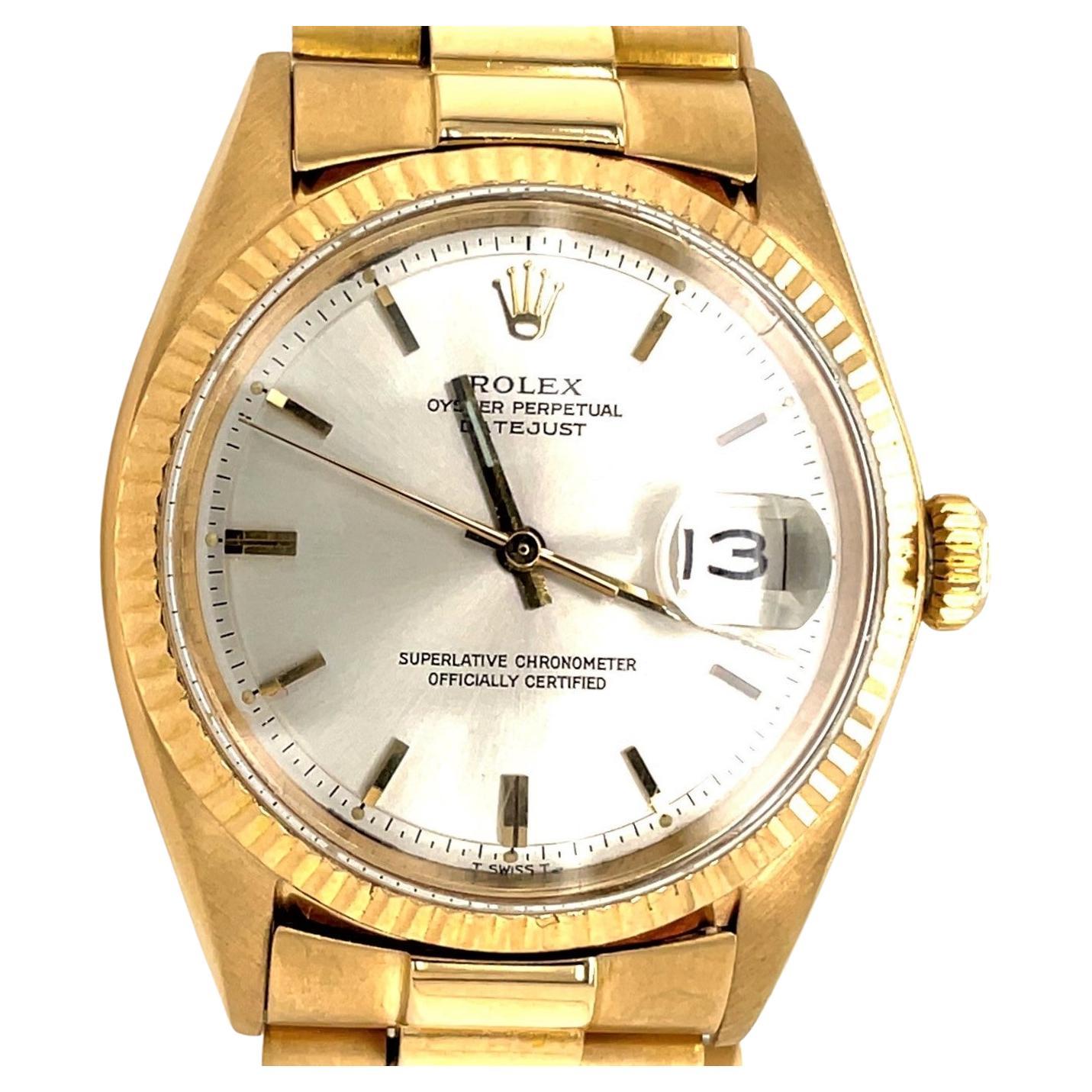 18 Karat Gold Rolex President 1601 Men's Wrist Watch w Bracelet For Sale