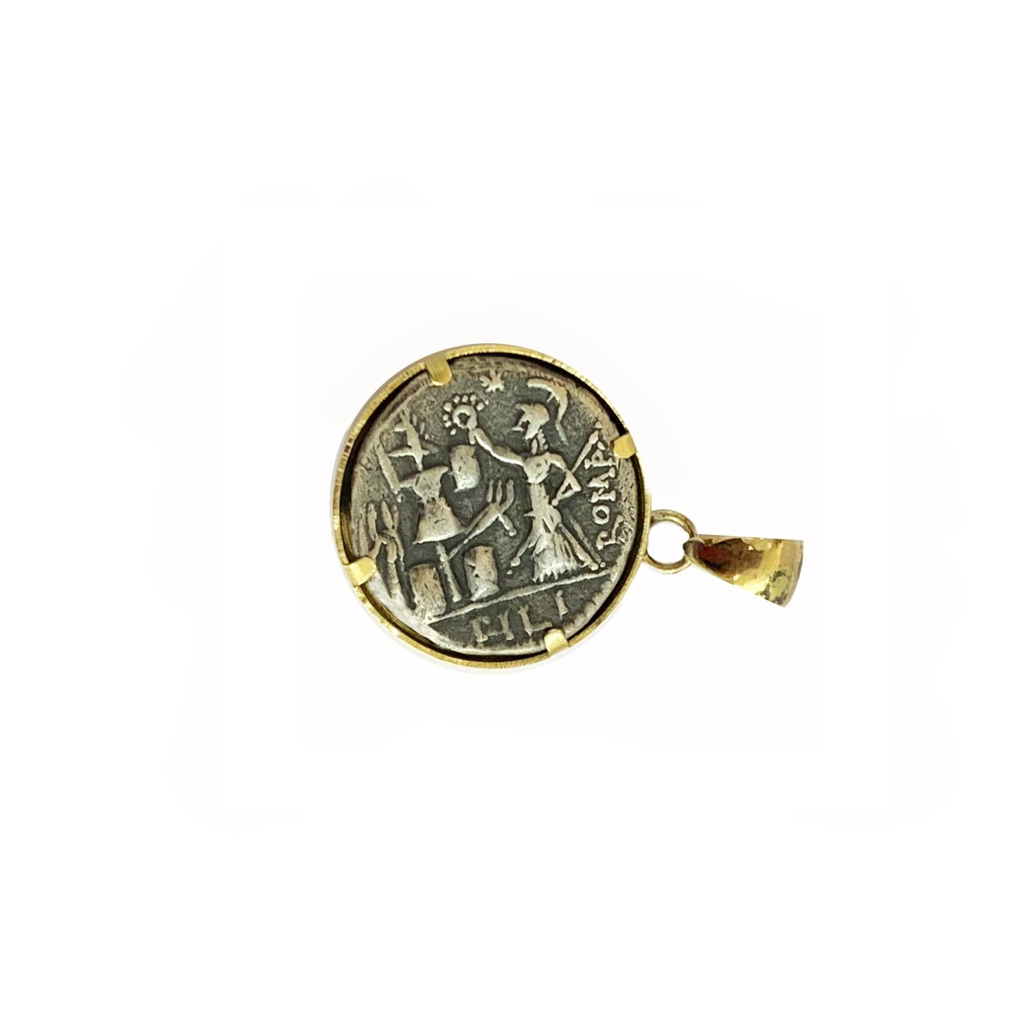 Classical Roman 18 Karat Gold Roman Coin Pendant '2nd century B.C.' depicting Two-Faced Janus