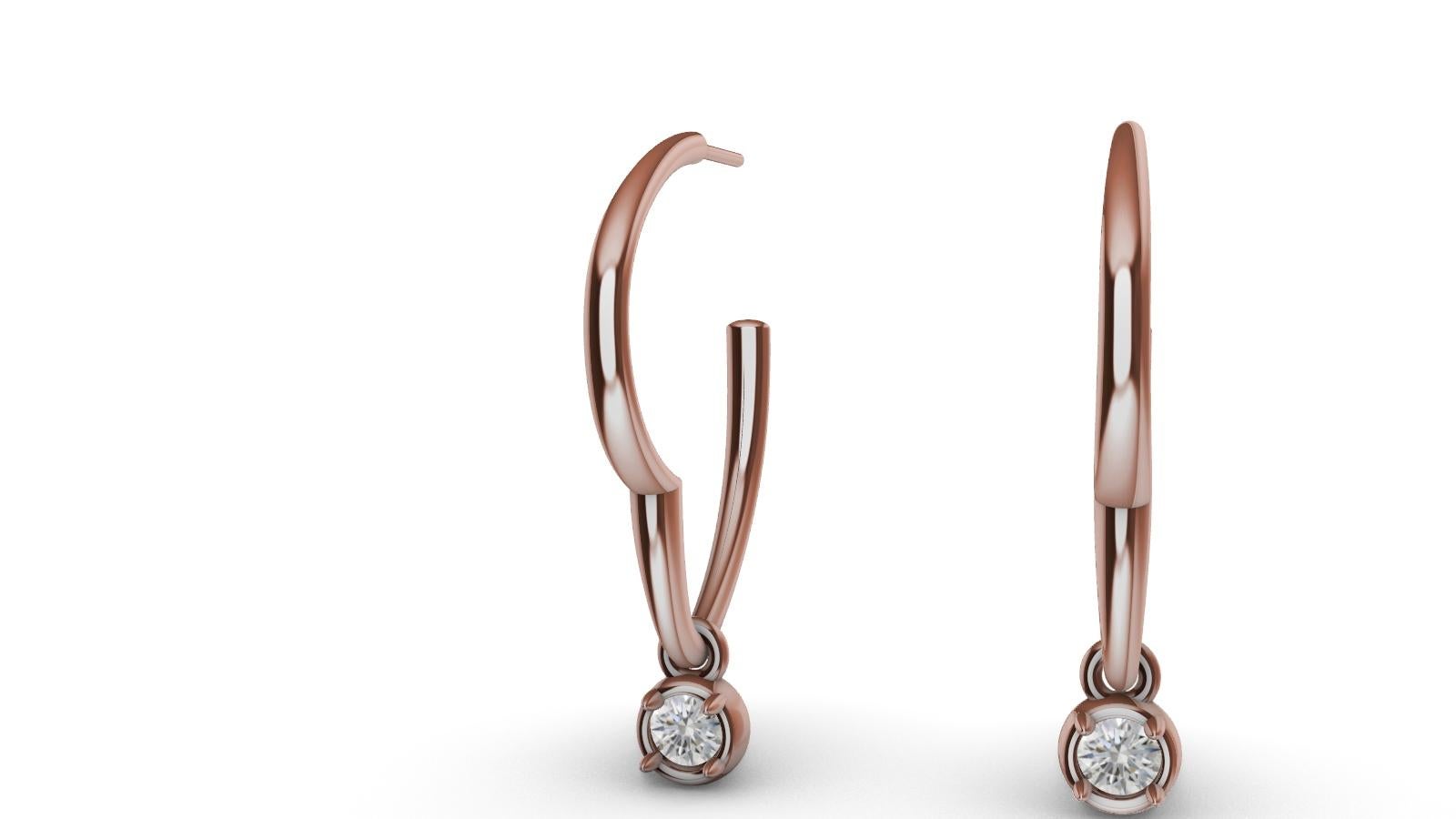 18 Karat Rose Gold Dangle Diamond Hoops, Tiffany designer , Thomas Kurilla has created this 