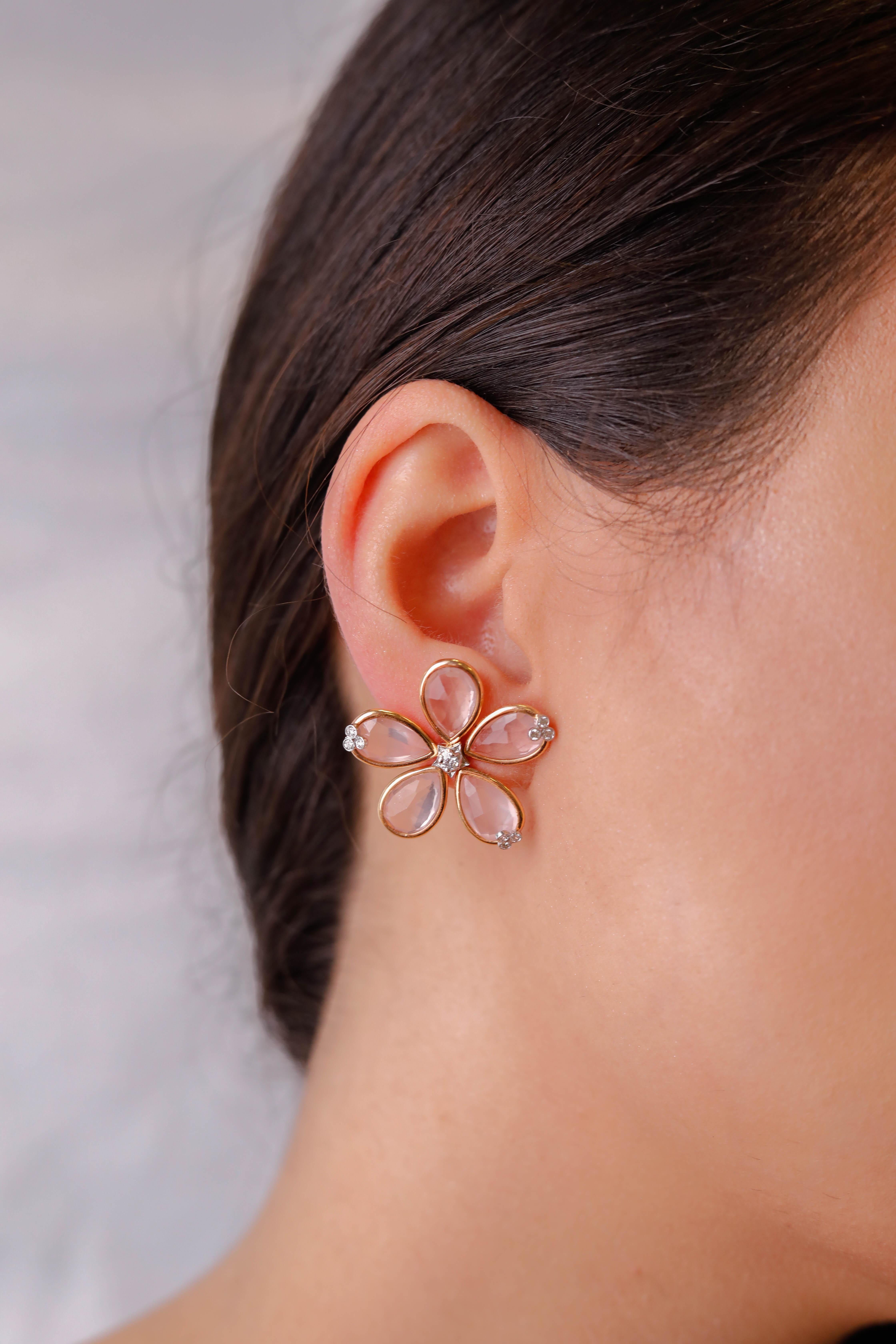 rose gold flower stud earrings