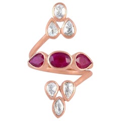 18 Karat Gold Rosecut Diamond Ruby Ring