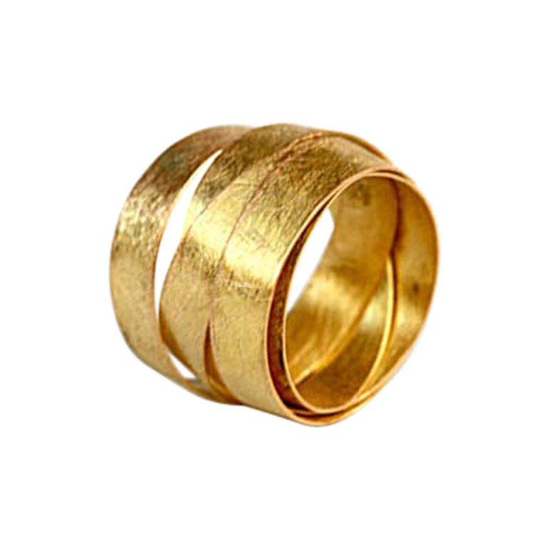 18 Karat Gold Round 5 Loops Modern Ring For Sale