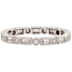 18 Karat Gold Round Brilliant and Baguette Diamond Eternity Band 0.71 Carat