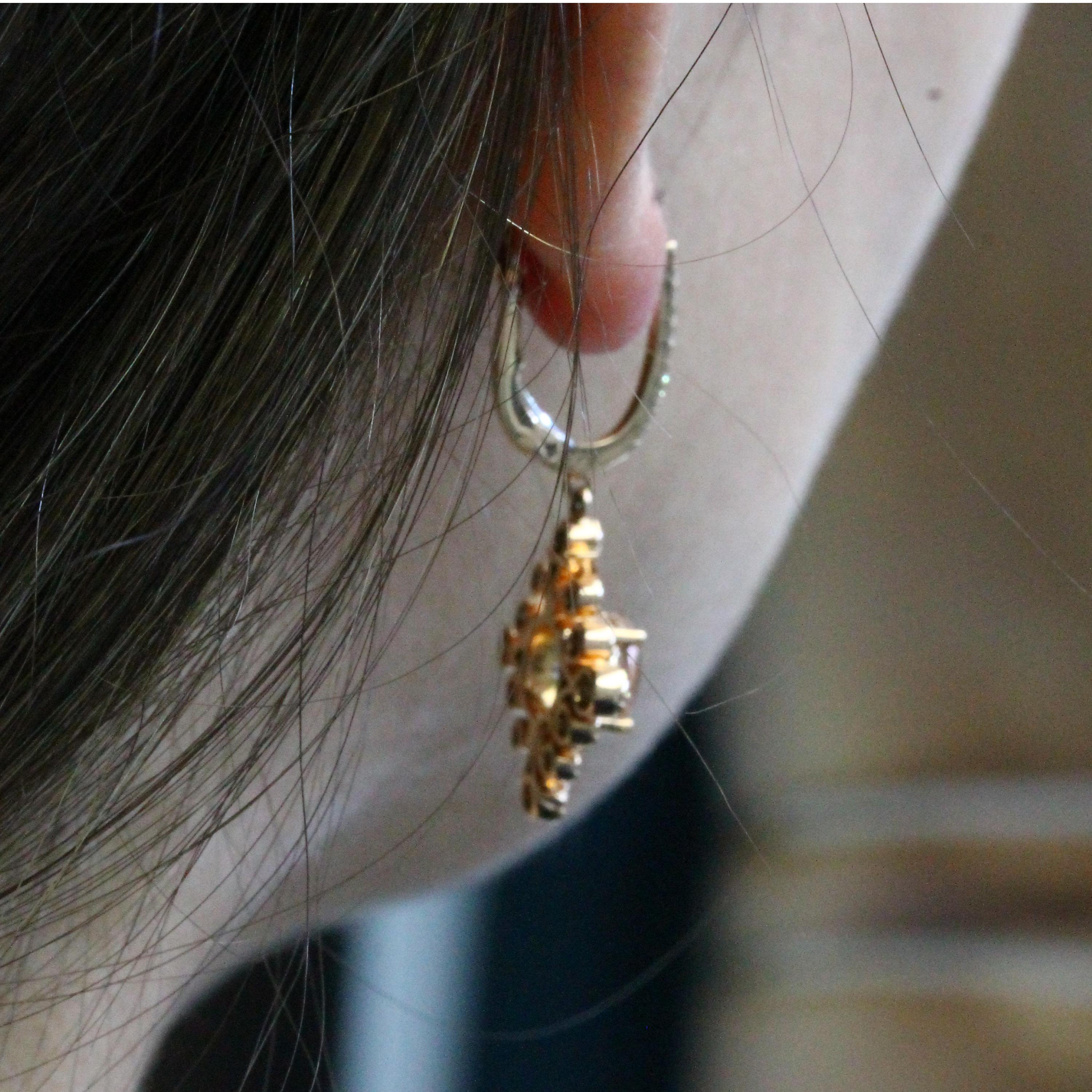 18ct Rose gold pear cut morganite earrings with diamonds