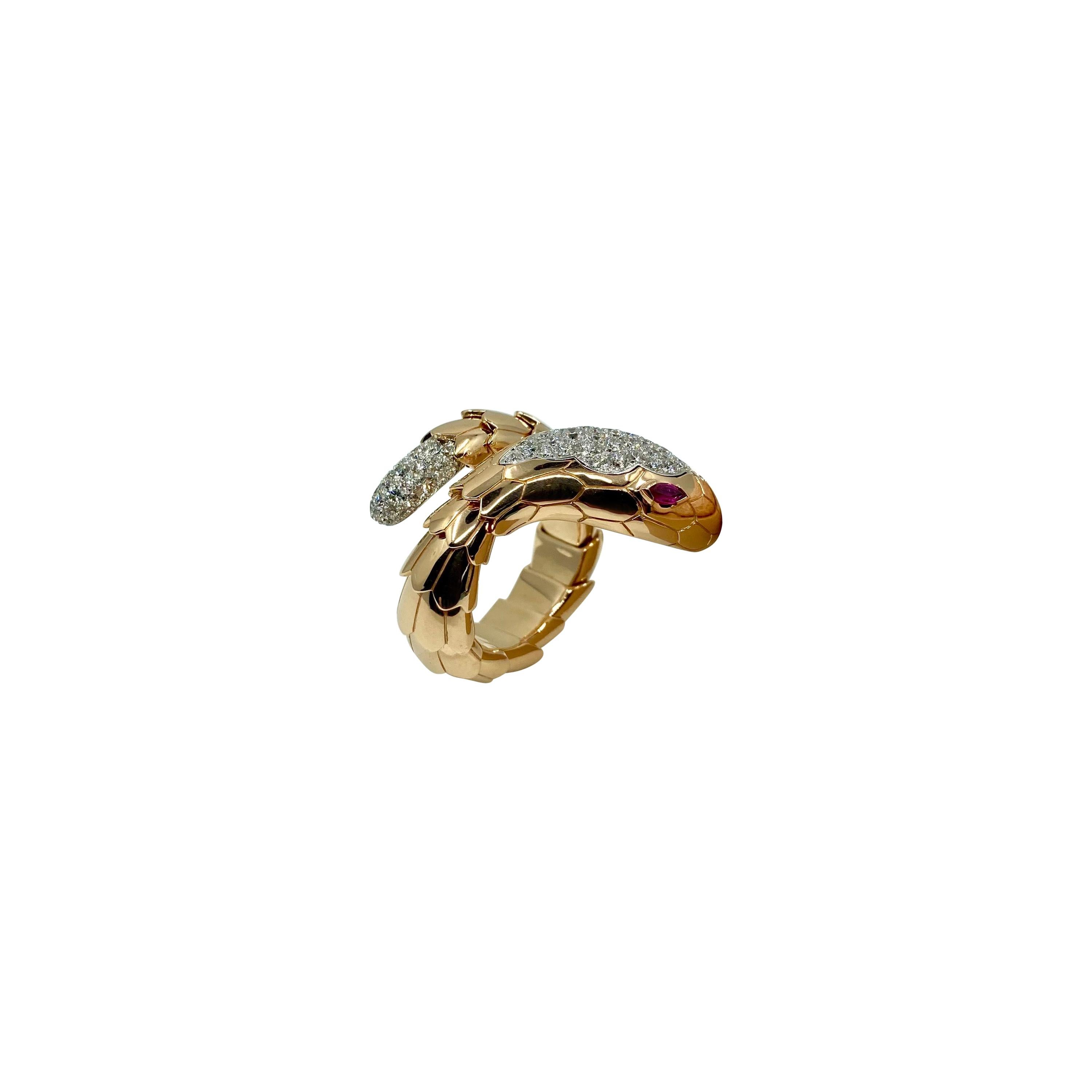 18 Karat Gold Rubies and Diamonds Italian Ring For Sale