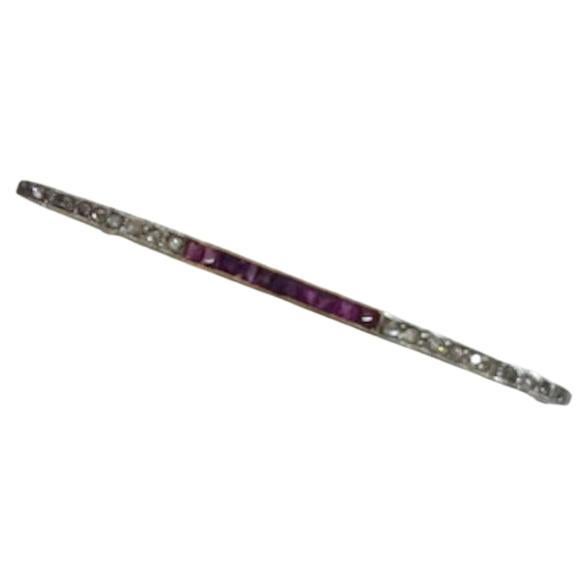 18 Karat Gold Ruby and Diamond Safety Pin