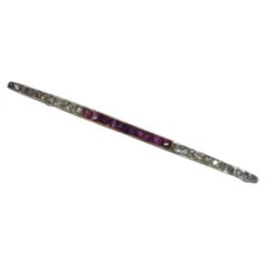 18 Karat Gold Ruby and Diamond Safety Pin