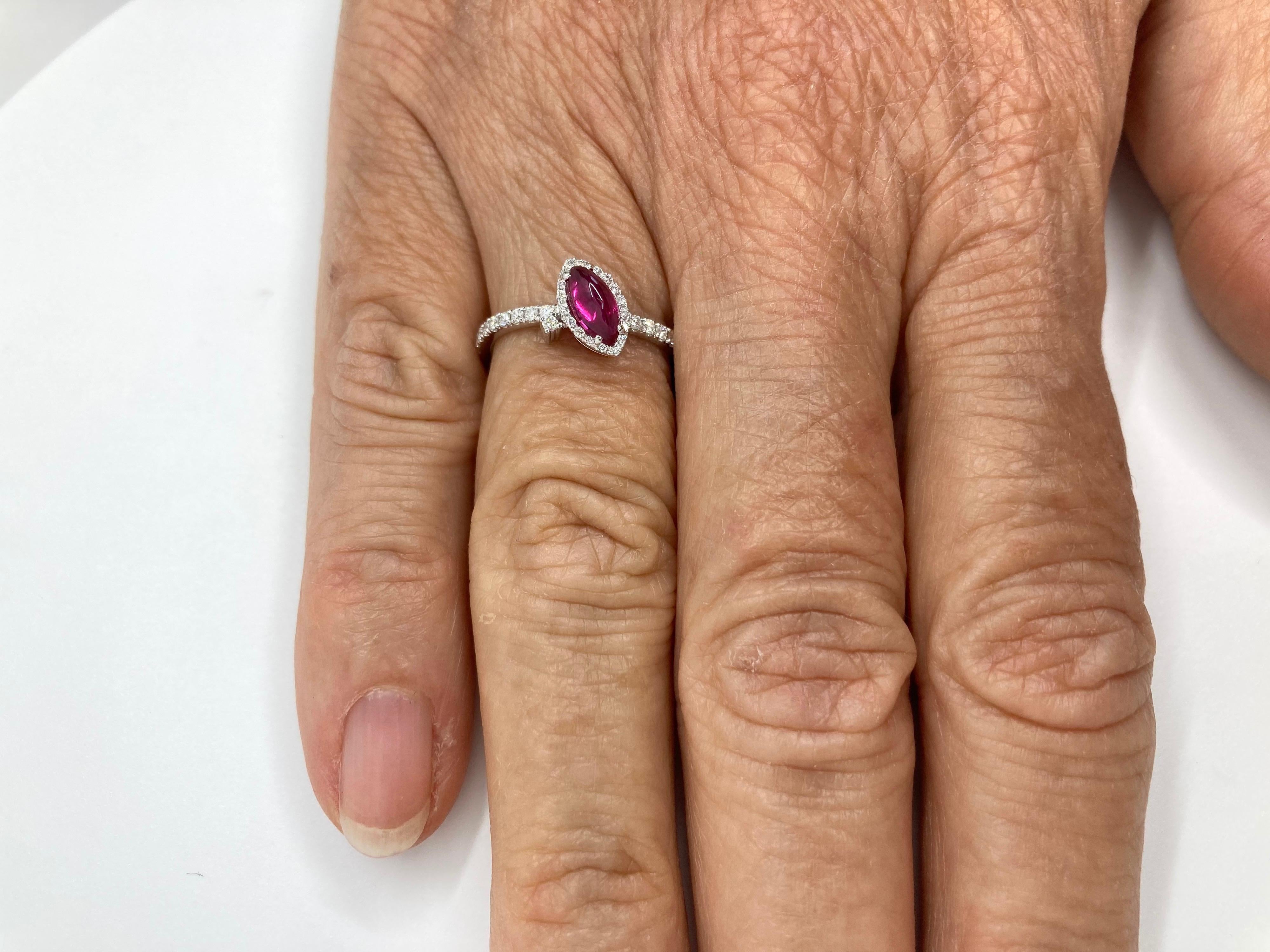 Women's 18 Karat Gold Ruby and Diamonds Italian Ring For Sale