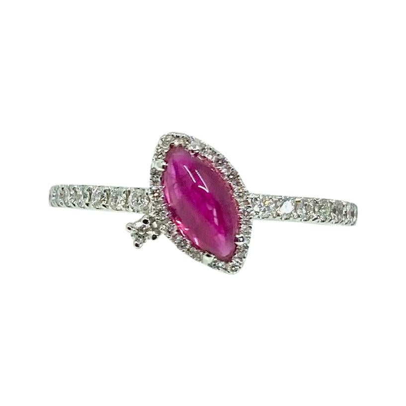 18 Karat Gold Ruby and Diamonds Italian Ring For Sale