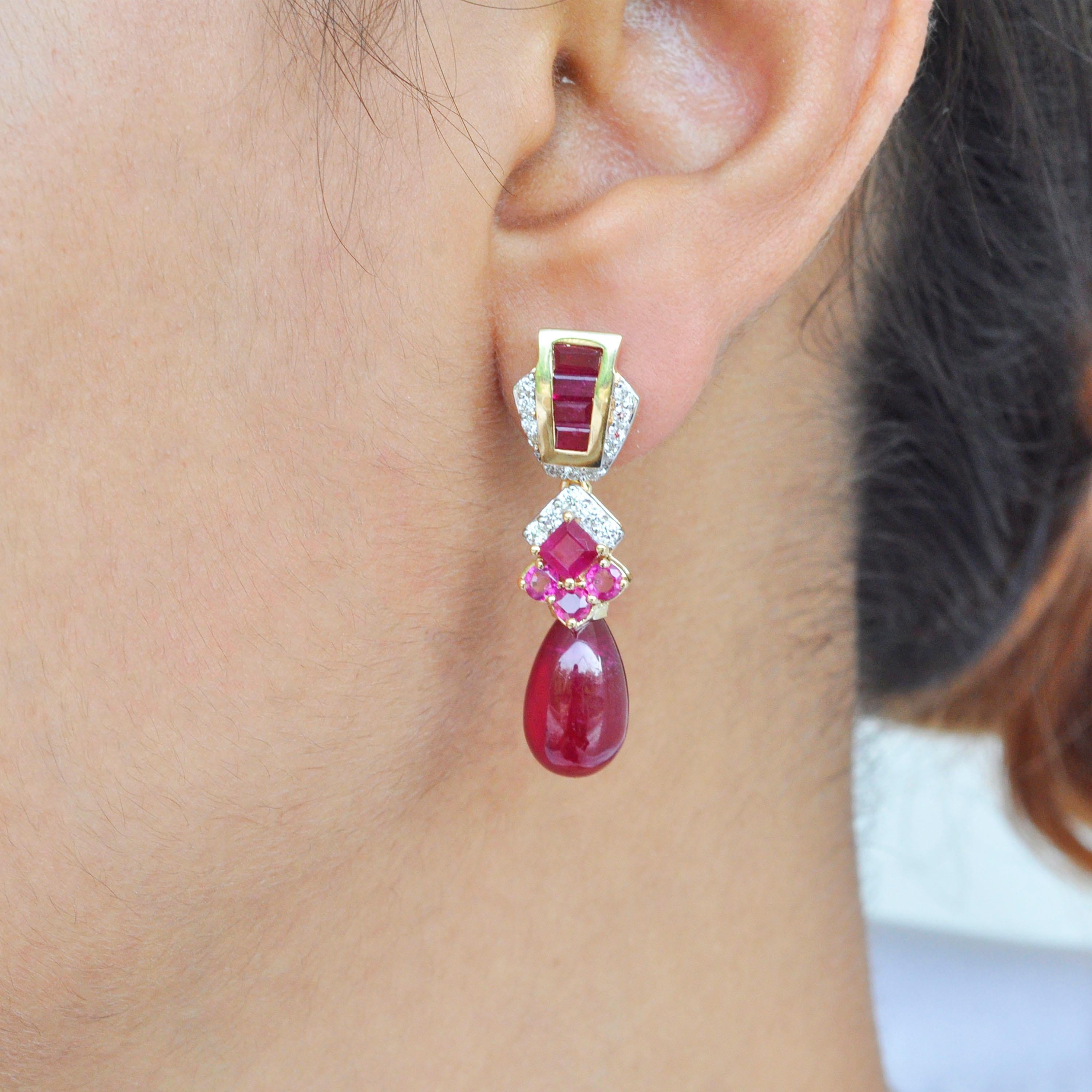 ruby baguette earrings
