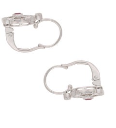 Rubin & Diamant Kleeblatt Tropfenohrringe aus 18 Karat Weißgold