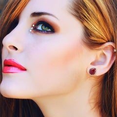 18 Karat Gold Ruby Diamond Pear Stud Earrings