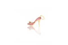 18 Karat Gold Ruby High Heel Shoe Pendant with Necklace