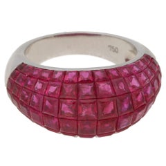 18 Karat Gold Ruby Invisibly Set Bombe Ring