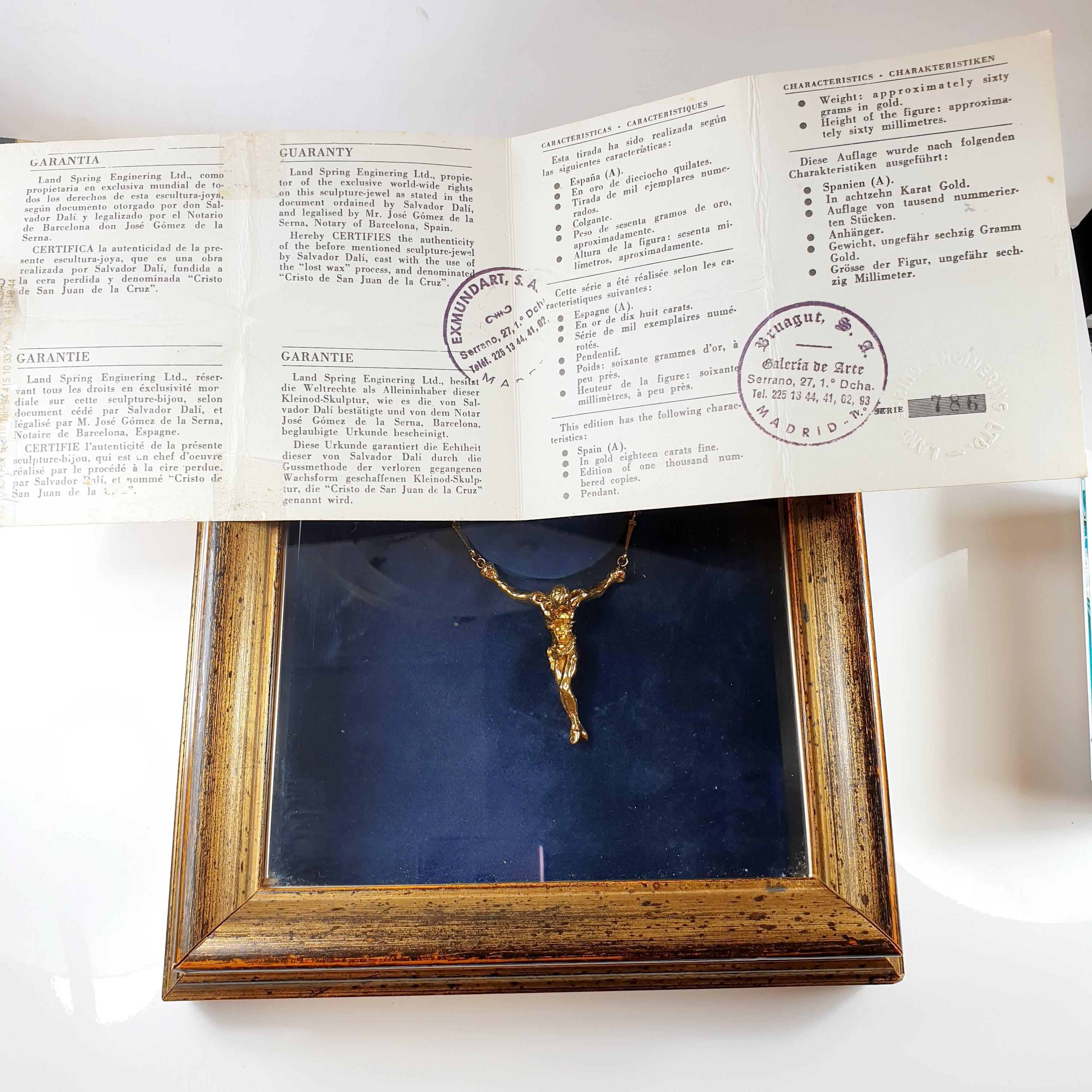 18 Karat Gold Salvador Dalí Cristo De San Juan De La Cruz Halskette und Armband 3