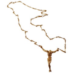 18 Karat Gold Salvador Dalí Cristo De San Juan De La Cruz Necklace and Bracelet