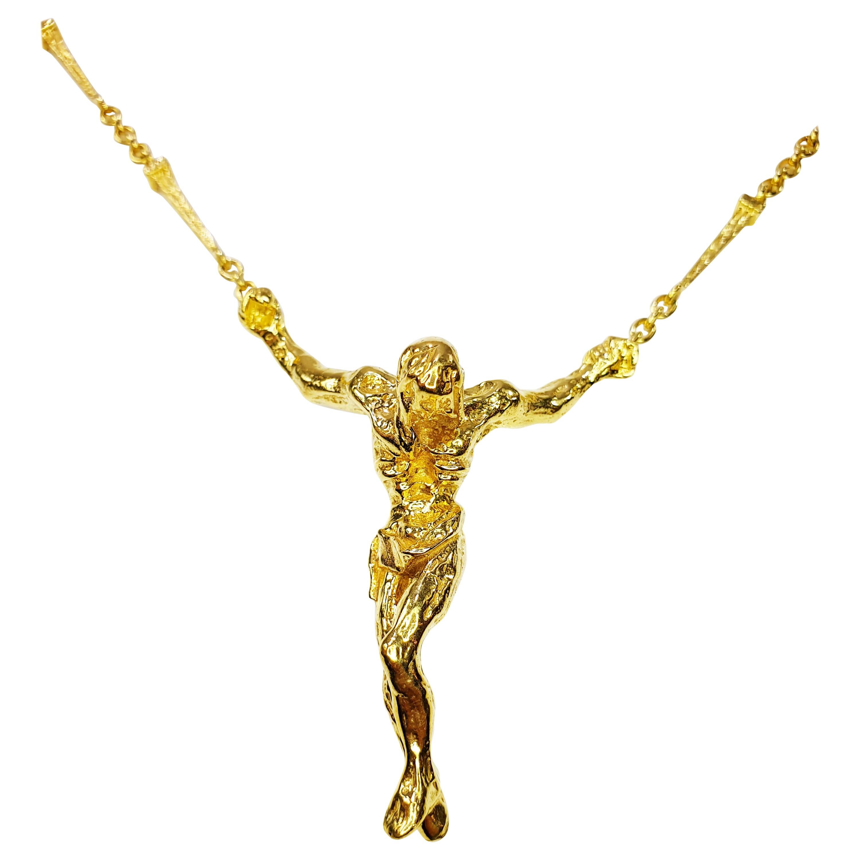 18 Karat Gold Salvador Dalí Cristo De San Juan De La Cruz Necklace and Bracelet For Sale