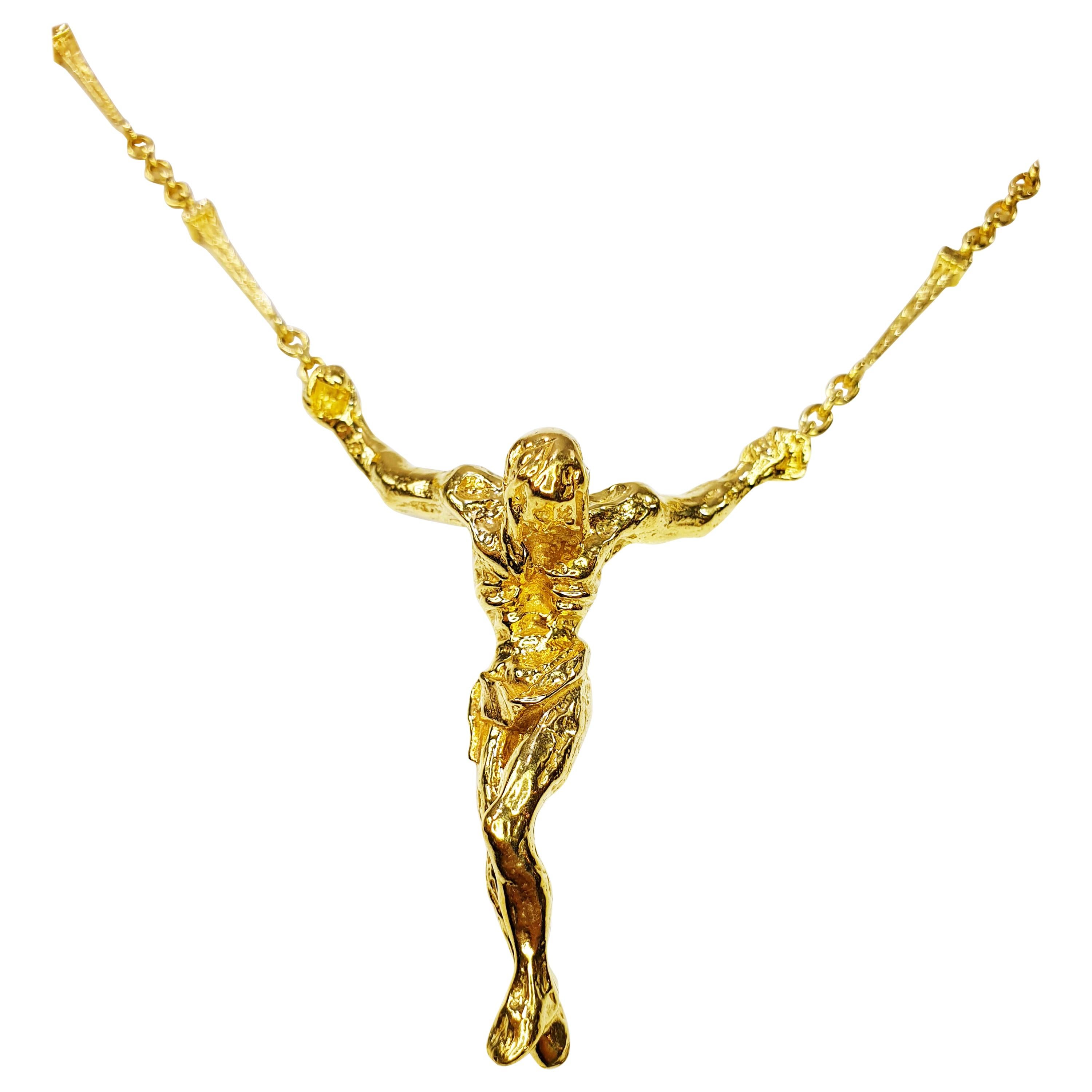 18 Karat Gold Salvador Dalí Cristo De San Juan De La Cruz Halskette und Armband