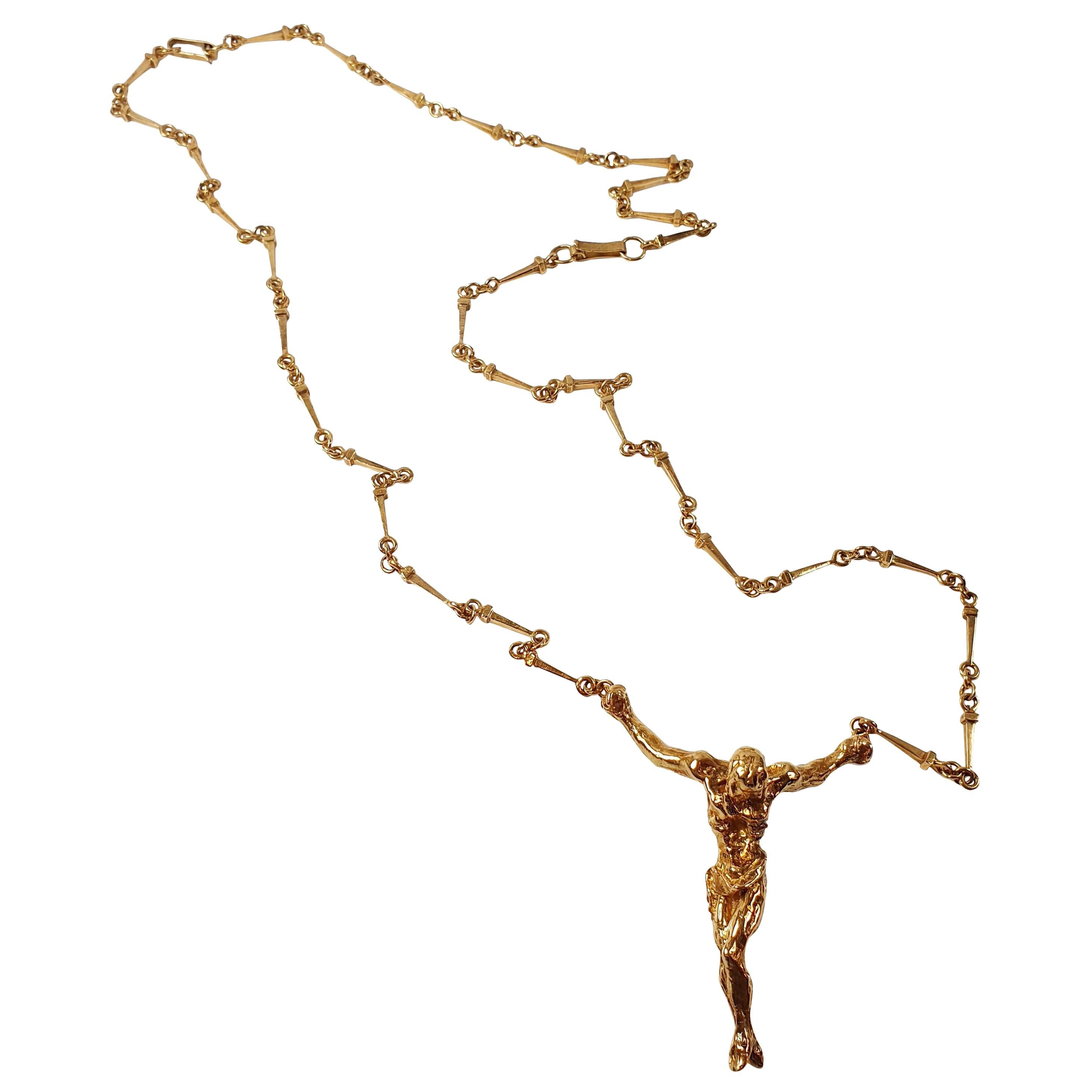 Collier et bracelet en or 18 carats Salvador Dalí Cristo De San Juan De La Cruz en vente