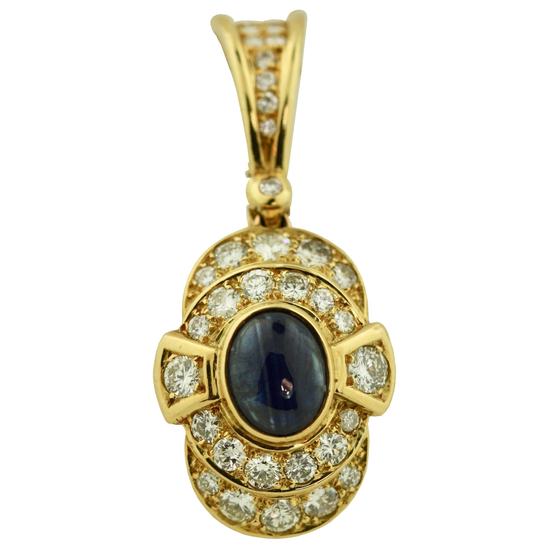 18 Karat Gold, Sapphire and Diamond Pearl Enhancer