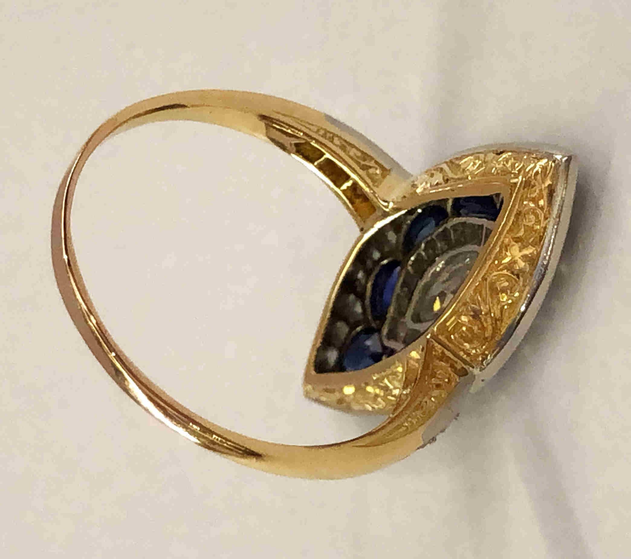 Brilliant Cut 18 Karat Gold Sapphire and Diamond Ring