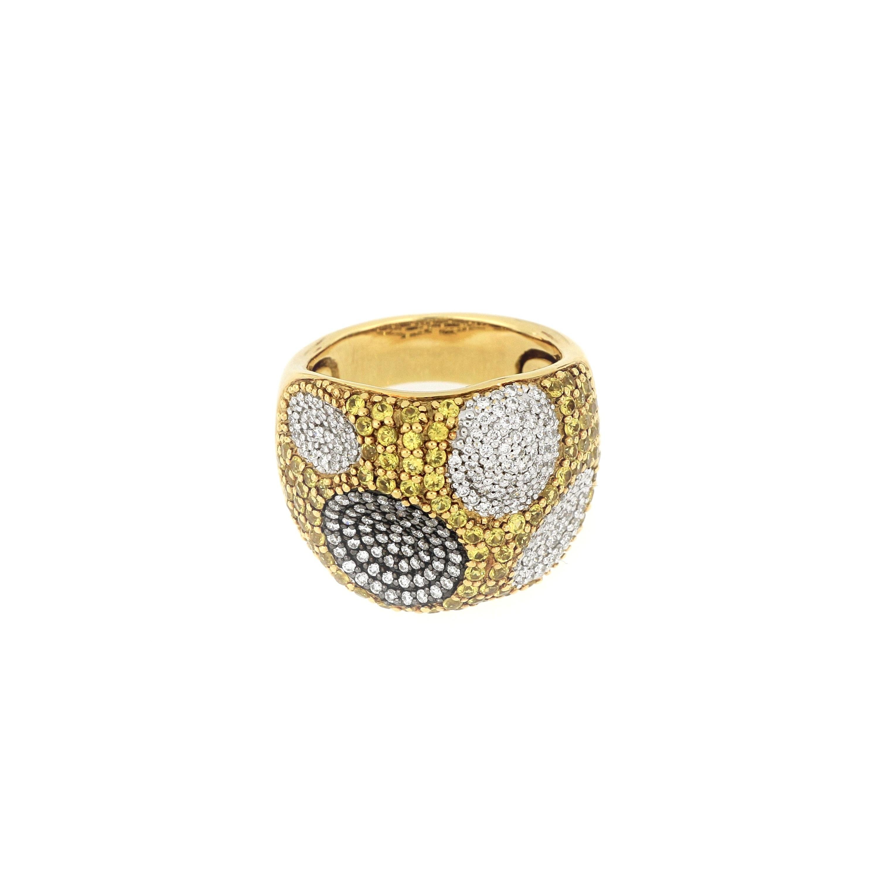Brilliant Cut 18 Karat Gold Sapphire and Diamond Ring For Sale