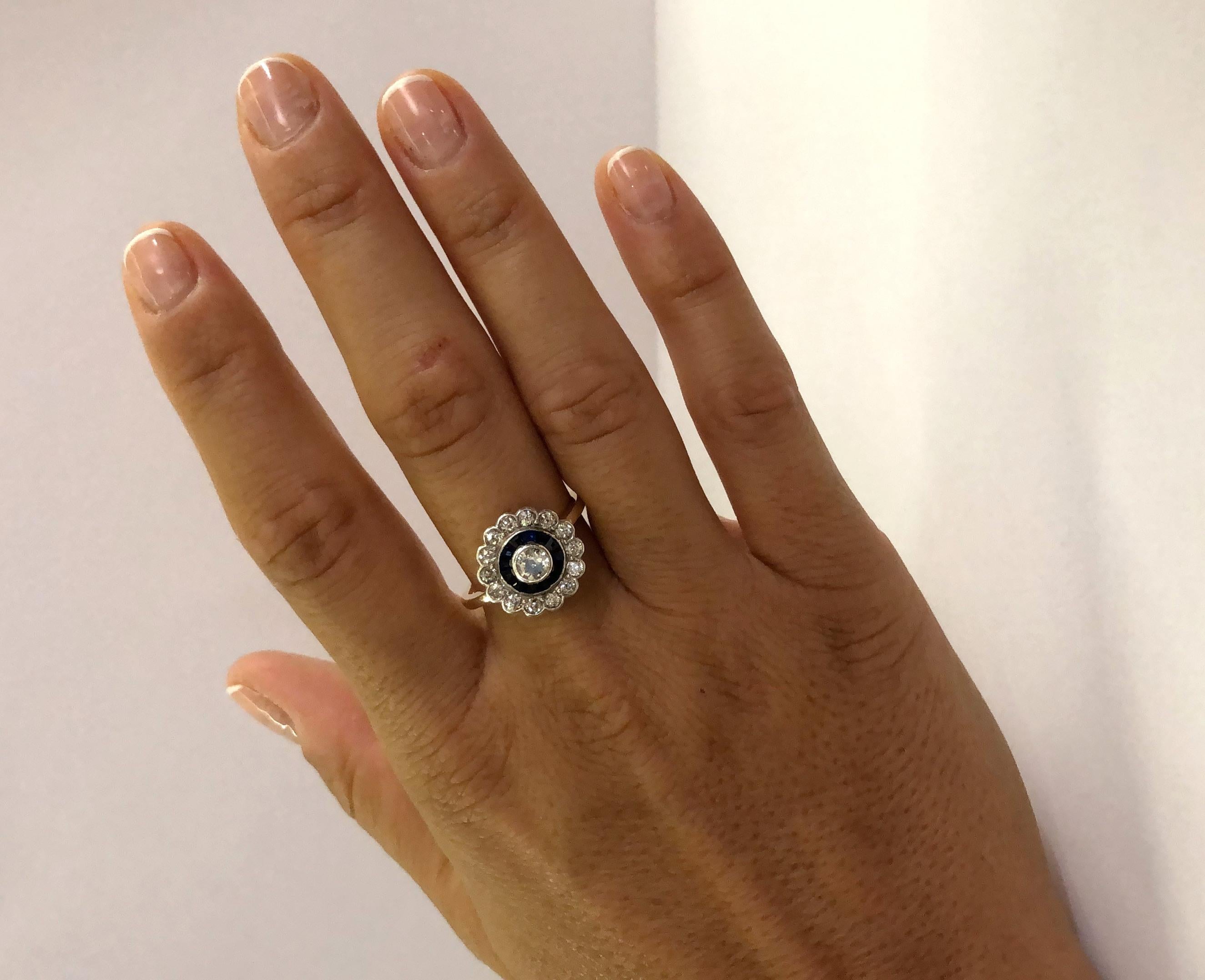 18 Karat Gold Saphir und Diamant-Ring im Zustand „Gut“ im Angebot in Palm Springs, CA