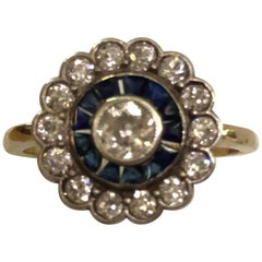 18 Karat Gold Sapphire and Diamond Ring